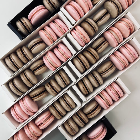 Strawberry and Chocolate Macarons